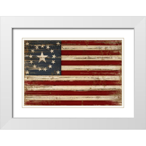 American Flag White Modern Wood Framed Art Print with Double Matting by Pugh, Jennifer