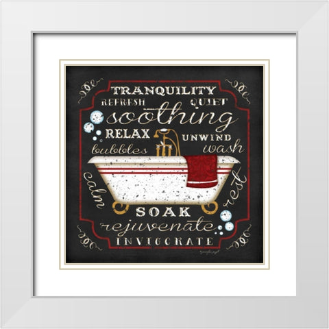 Bath I - Black and Red White Modern Wood Framed Art Print with Double Matting by Pugh, Jennifer