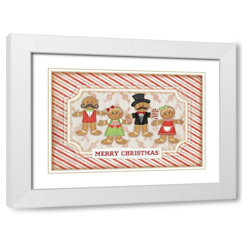 Gingerbread Christmas White Modern Wood Framed Art Print with Double Matting by Pugh, Jennifer