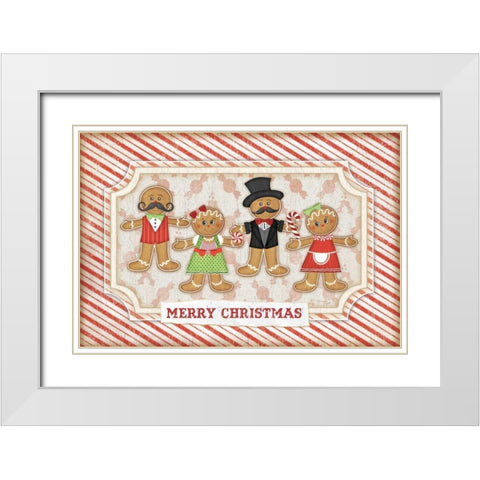 Gingerbread Christmas White Modern Wood Framed Art Print with Double Matting by Pugh, Jennifer