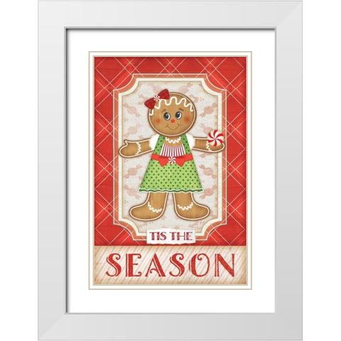 Gingerbread Girl White Modern Wood Framed Art Print with Double Matting by Pugh, Jennifer