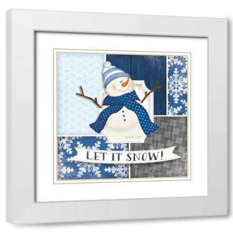 Let it Snow Snowman White Modern Wood Framed Art Print with Double Matting by Pugh, Jennifer