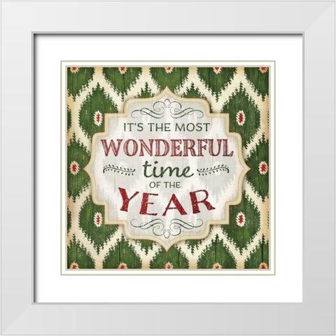 Its the Most Wonderful Time White Modern Wood Framed Art Print with Double Matting by Pugh, Jennifer