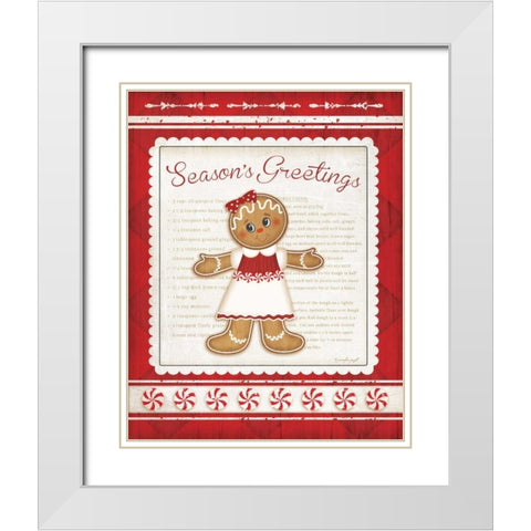 Gingerbread Man White Modern Wood Framed Art Print with Double Matting by Pugh, Jennifer