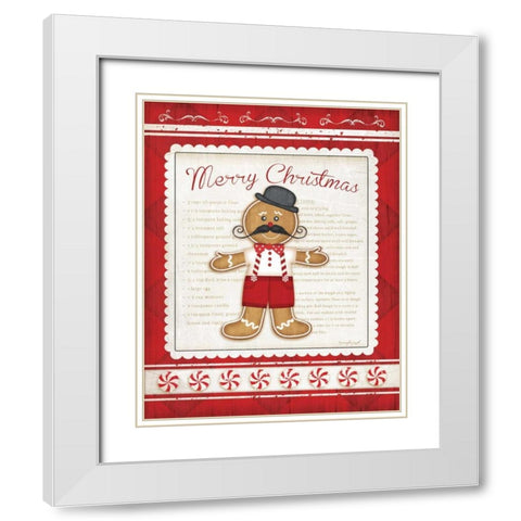 Gingerbread Man White Modern Wood Framed Art Print with Double Matting by Pugh, Jennifer