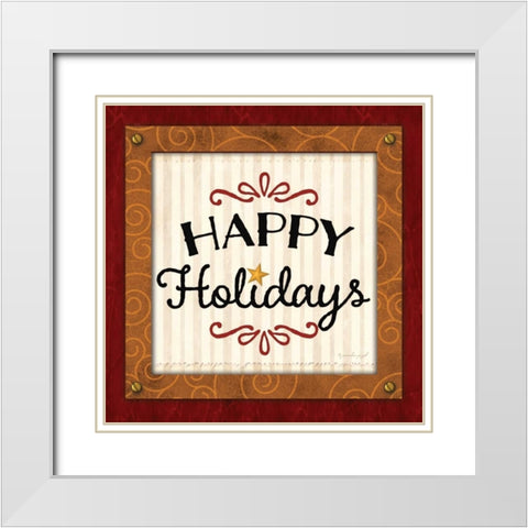 Happy Holiday  White Modern Wood Framed Art Print with Double Matting by Pugh, Jennifer