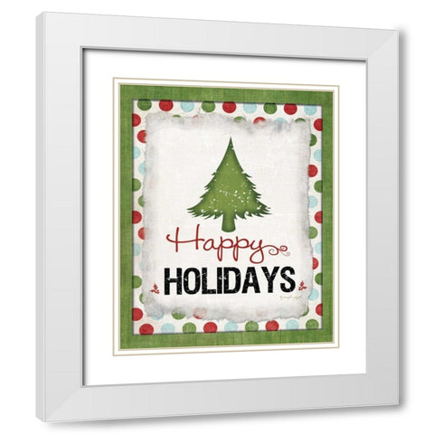 Happy Holidays White Modern Wood Framed Art Print with Double Matting by Pugh, Jennifer