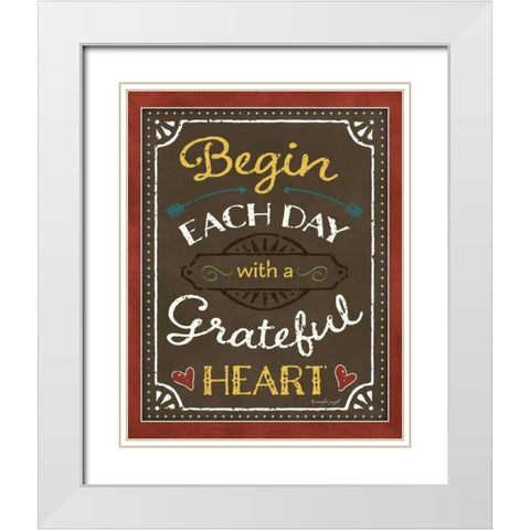 Begin Each Day White Modern Wood Framed Art Print with Double Matting by Pugh, Jennifer