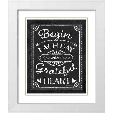 Begin Each Day White Modern Wood Framed Art Print with Double Matting by Pugh, Jennifer