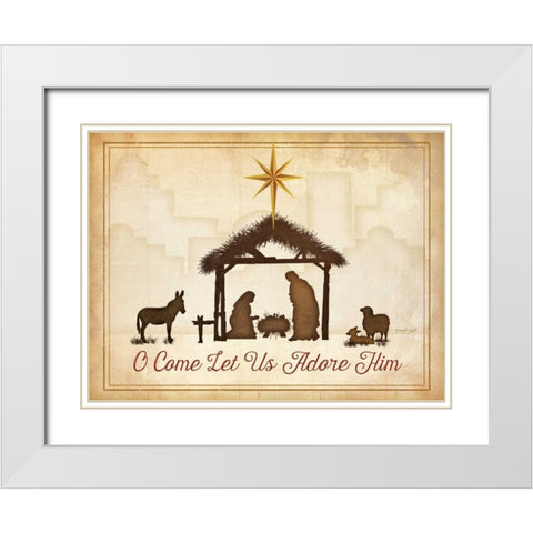 O Come Let Us Adore Him White Modern Wood Framed Art Print with Double Matting by Pugh, Jennifer