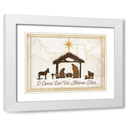 O Come Let Us Adore Him White Modern Wood Framed Art Print with Double Matting by Pugh, Jennifer