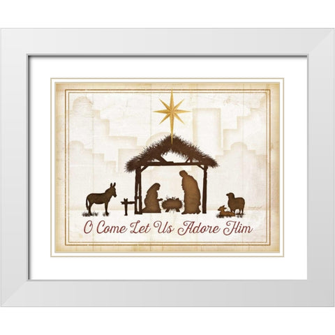 O Come Let Us Adore Him White Modern Wood Framed Art Print with Double Matting by Pugh, Jennifer