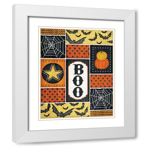 Halloween - Boo White Modern Wood Framed Art Print with Double Matting by Pugh, Jennifer