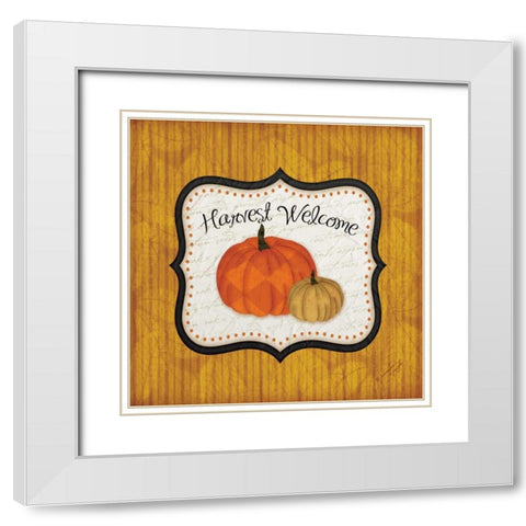 Harvest Welcome White Modern Wood Framed Art Print with Double Matting by Pugh, Jennifer