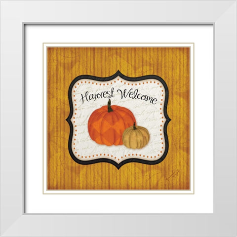 Harvest Welcome White Modern Wood Framed Art Print with Double Matting by Pugh, Jennifer