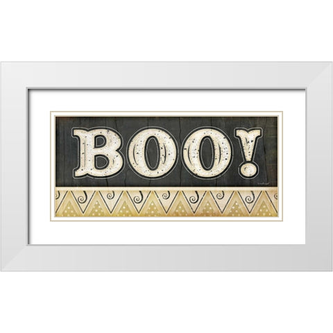 BOO  White Modern Wood Framed Art Print with Double Matting by Pugh, Jennifer