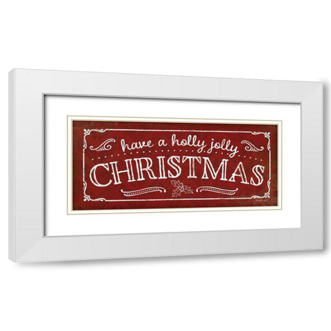 Holly Jolly Christmas White Modern Wood Framed Art Print with Double Matting by Pugh, Jennifer