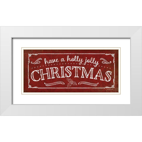 Holly Jolly Christmas White Modern Wood Framed Art Print with Double Matting by Pugh, Jennifer