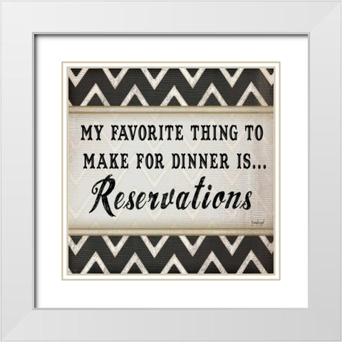 Dinner Reservations Chevron White Modern Wood Framed Art Print with Double Matting by Pugh, Jennifer