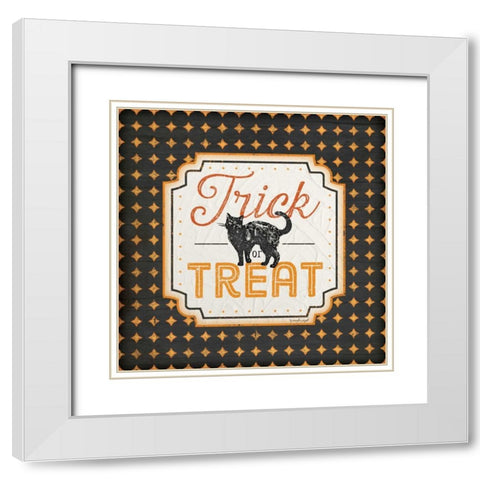 Halloween - Trick or Treat White Modern Wood Framed Art Print with Double Matting by Pugh, Jennifer