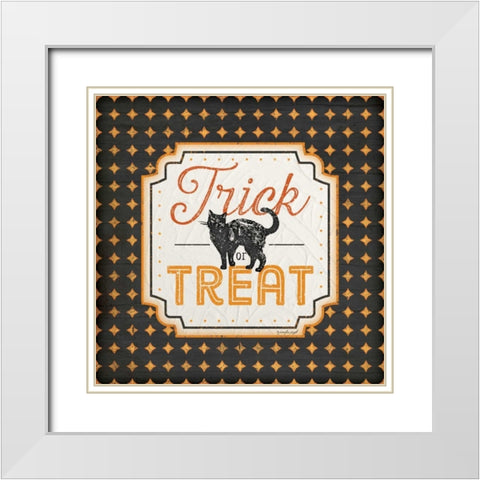 Halloween - Trick or Treat White Modern Wood Framed Art Print with Double Matting by Pugh, Jennifer