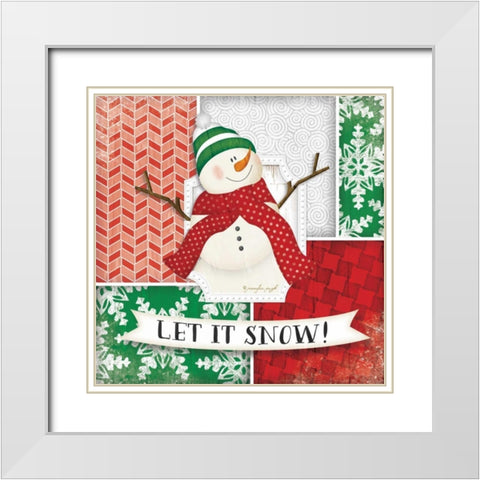 Let It Snow - Snowman White Modern Wood Framed Art Print with Double Matting by Pugh, Jennifer