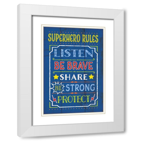 Superhero Rules White Modern Wood Framed Art Print with Double Matting by Pugh, Jennifer