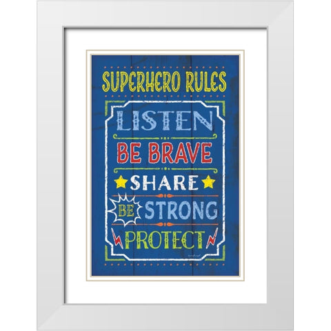 Superhero Rules White Modern Wood Framed Art Print with Double Matting by Pugh, Jennifer