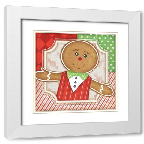 Gingerbread Man - No Stache White Modern Wood Framed Art Print with Double Matting by Pugh, Jennifer