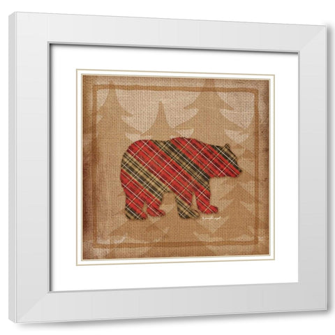 Bear Plaid White Modern Wood Framed Art Print with Double Matting by Pugh, Jennifer