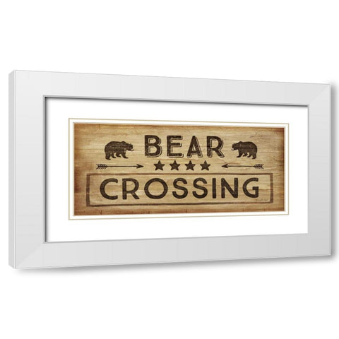 Bear Crossing White Modern Wood Framed Art Print with Double Matting by Pugh, Jennifer