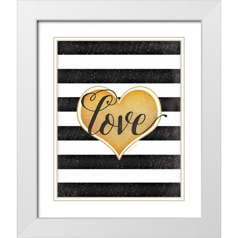 Heart Love White Modern Wood Framed Art Print with Double Matting by Pugh, Jennifer