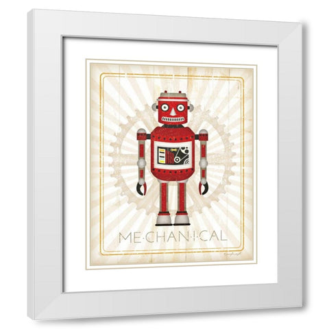 Retro Robot III White Modern Wood Framed Art Print with Double Matting by Pugh, Jennifer