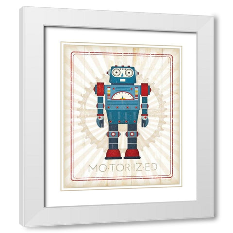 Retro Robot IV White Modern Wood Framed Art Print with Double Matting by Pugh, Jennifer