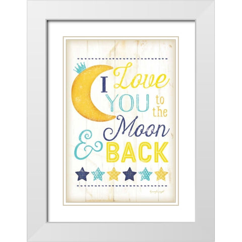 I Love You to the Moon White Modern Wood Framed Art Print with Double Matting by Pugh, Jennifer