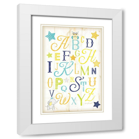 ABC White Modern Wood Framed Art Print with Double Matting by Pugh, Jennifer