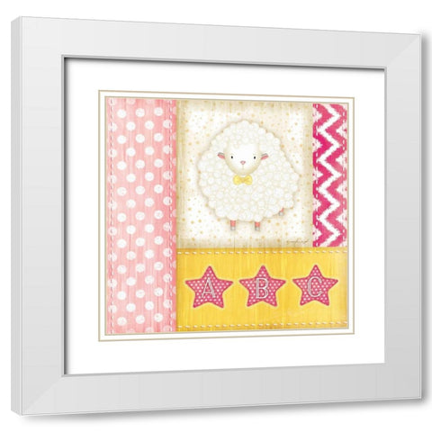 Bedtime Baby Girl II White Modern Wood Framed Art Print with Double Matting by Pugh, Jennifer