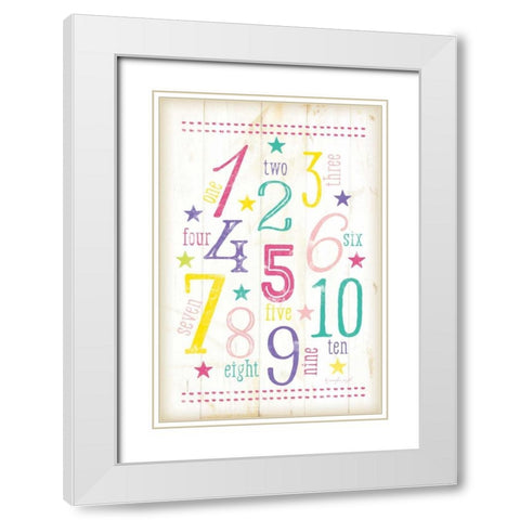 123 Girl White Modern Wood Framed Art Print with Double Matting by Pugh, Jennifer