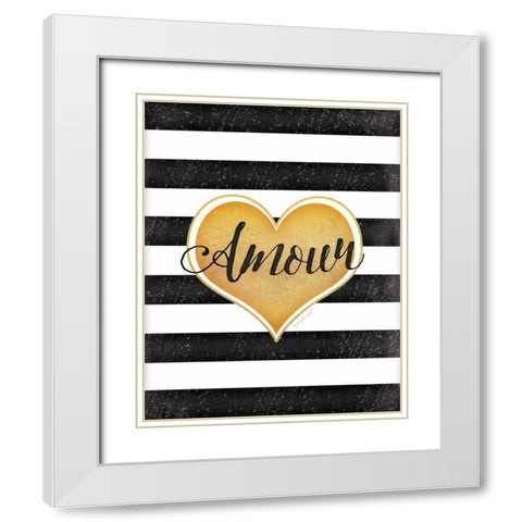 Amour White Modern Wood Framed Art Print with Double Matting by Pugh, Jennifer