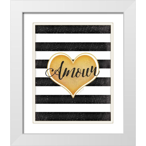 Amour White Modern Wood Framed Art Print with Double Matting by Pugh, Jennifer