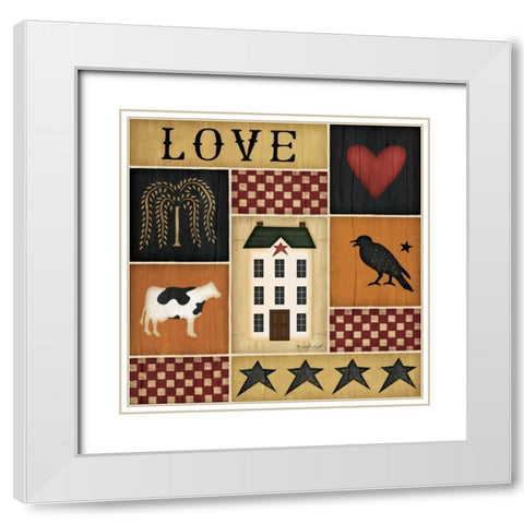 Primitive Collage II White Modern Wood Framed Art Print with Double Matting by Pugh, Jennifer
