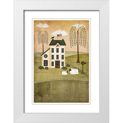 Primitive House White Modern Wood Framed Art Print with Double Matting by Pugh, Jennifer