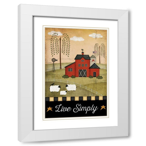 Primitive Live Simply White Modern Wood Framed Art Print with Double Matting by Pugh, Jennifer