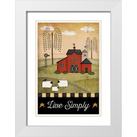 Primitive Live Simply White Modern Wood Framed Art Print with Double Matting by Pugh, Jennifer
