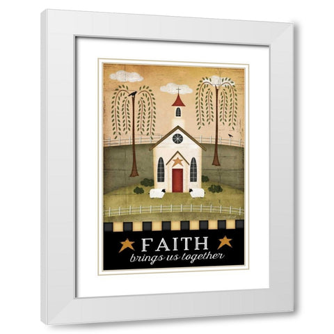 Primitive Faith White Modern Wood Framed Art Print with Double Matting by Pugh, Jennifer