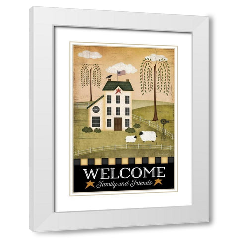 Primitive Welcome White Modern Wood Framed Art Print with Double Matting by Pugh, Jennifer