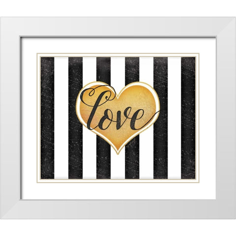 Love B and W White Modern Wood Framed Art Print with Double Matting by Pugh, Jennifer