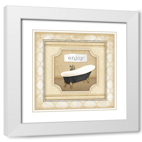 Tub - Enjoy White Modern Wood Framed Art Print with Double Matting by Pugh, Jennifer