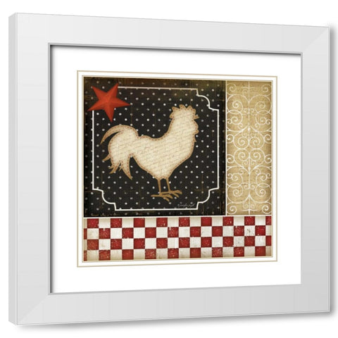 Rooster Country II White Modern Wood Framed Art Print with Double Matting by Pugh, Jennifer