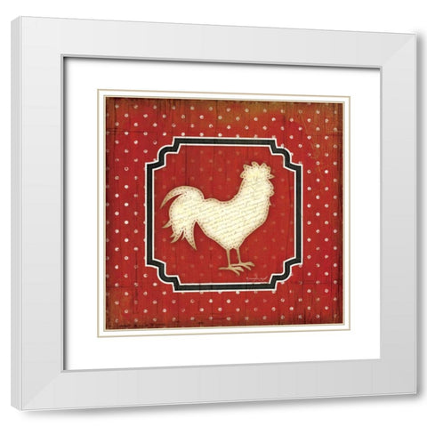Country Kitchen Rooster I White Modern Wood Framed Art Print with Double Matting by Pugh, Jennifer